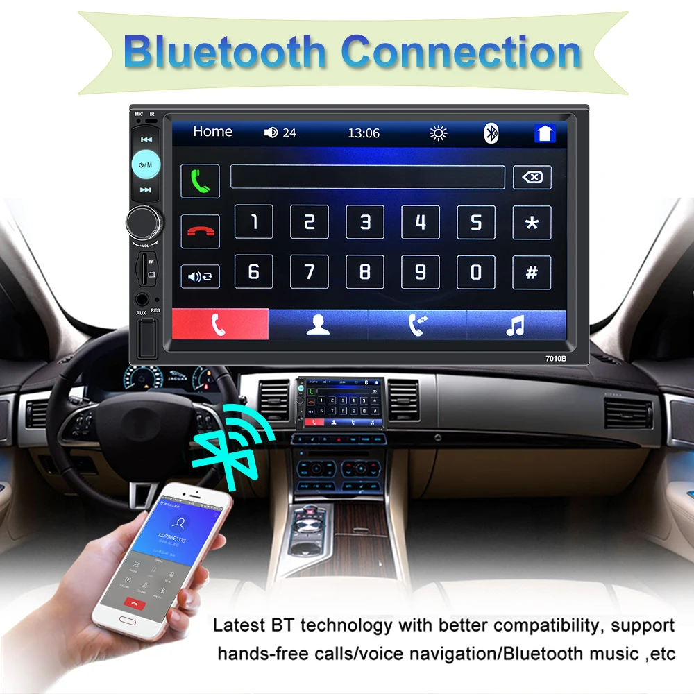 Авторадио 2 Din автомагнитола Bluetooth HD " сенсорный экран Estereo Para Авто Центральный Multimidia MP5 плеер Coche 7010B рамка