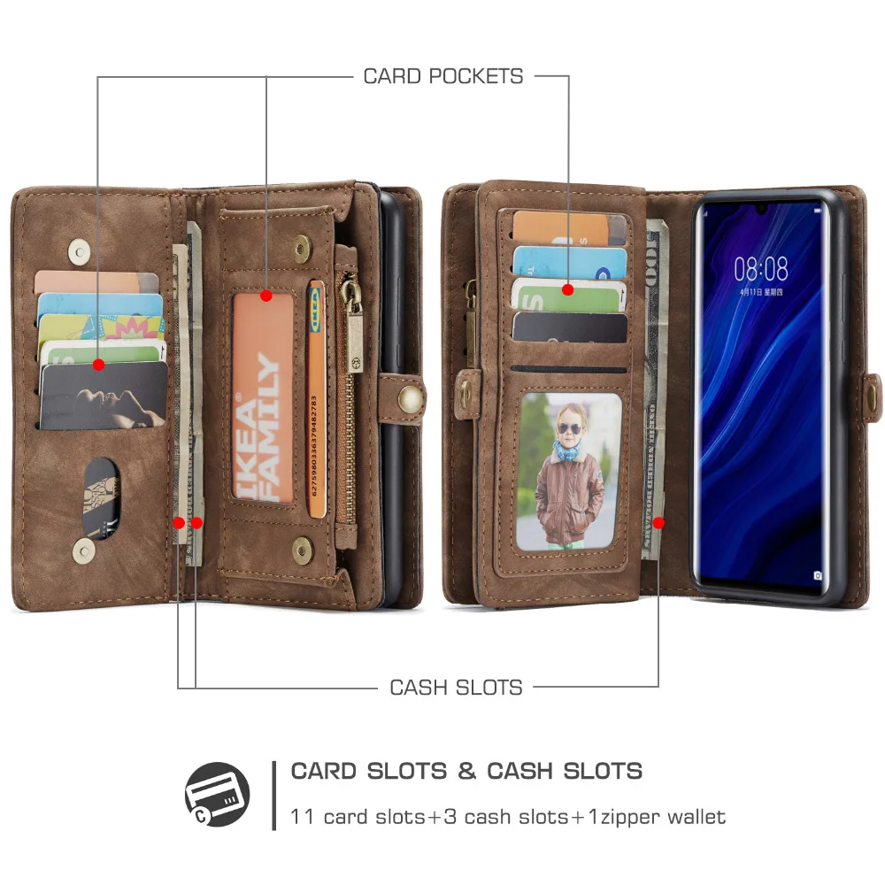 CaseMe Leather Flip Cover For Huawei P30 Wallet Bag Multi-functional Magnetic Phone Cases For Huawei Mate 20 P20 Pro Wallet Case