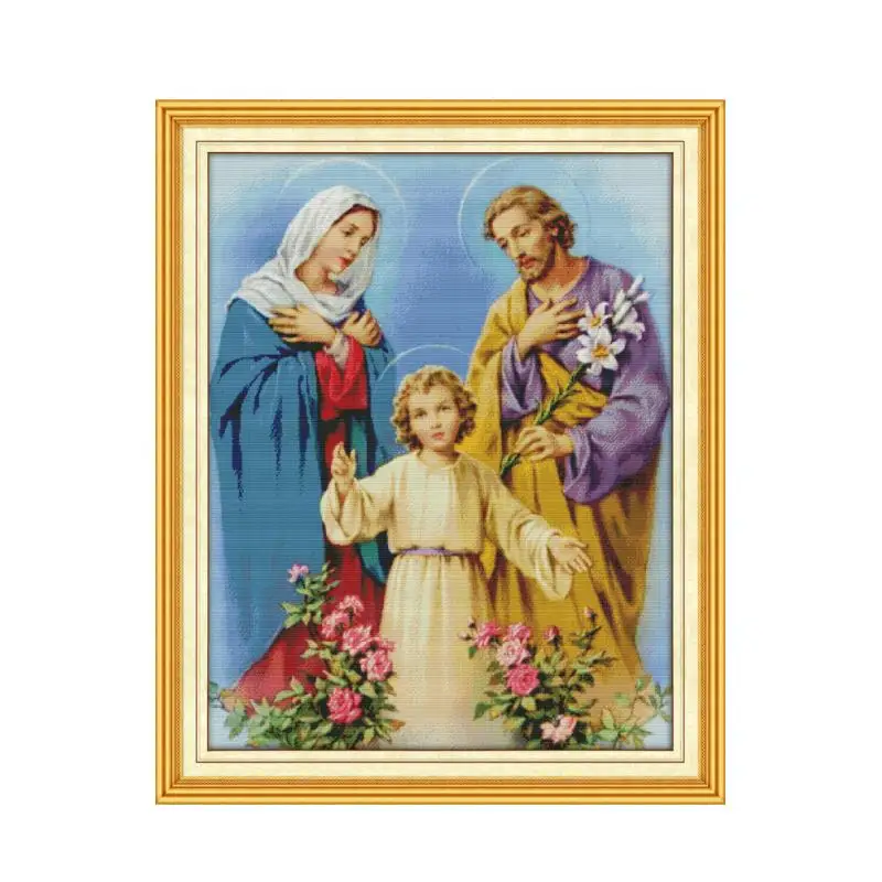 11CT Impresion en lienzo cuadros de punto Cruz jesus Costura святая семья из трех предметов декоративная