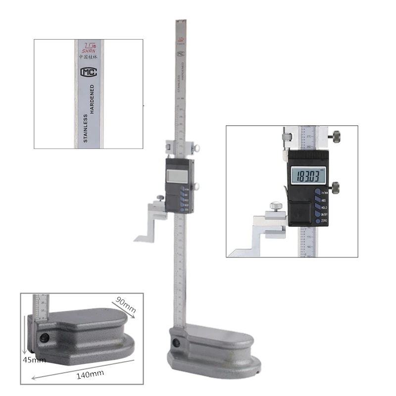 SHAN 1" 0-300 мм/0,01 электронный цифровой датчик высоты большой экран из нержавеющей стали Штангенциркули дюймов/мм ABS измерение