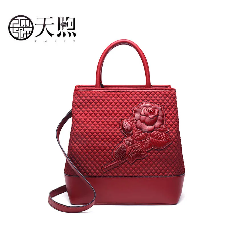 

PMSIX 2019 New women canvas bag fashion handbags women famous brands Embossing bag tote women quality shoulder bag