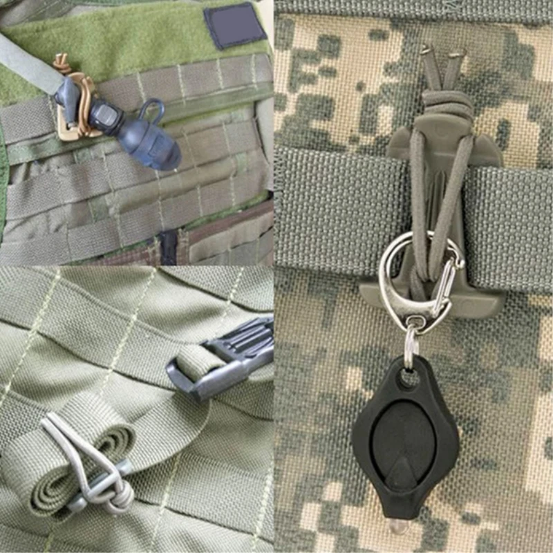 1Pc EDC Molle Backpack Carabiner EDC Tool Elastic Rope Webbing Buckle Winder Climbing Accessories