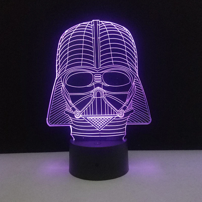 Led Night Lamp Star Wars Darth Vader Mask 3D Table Lamp Desk 10 LED Touch Night Lights USB 7 Colors Glowing Birthday Gifts 