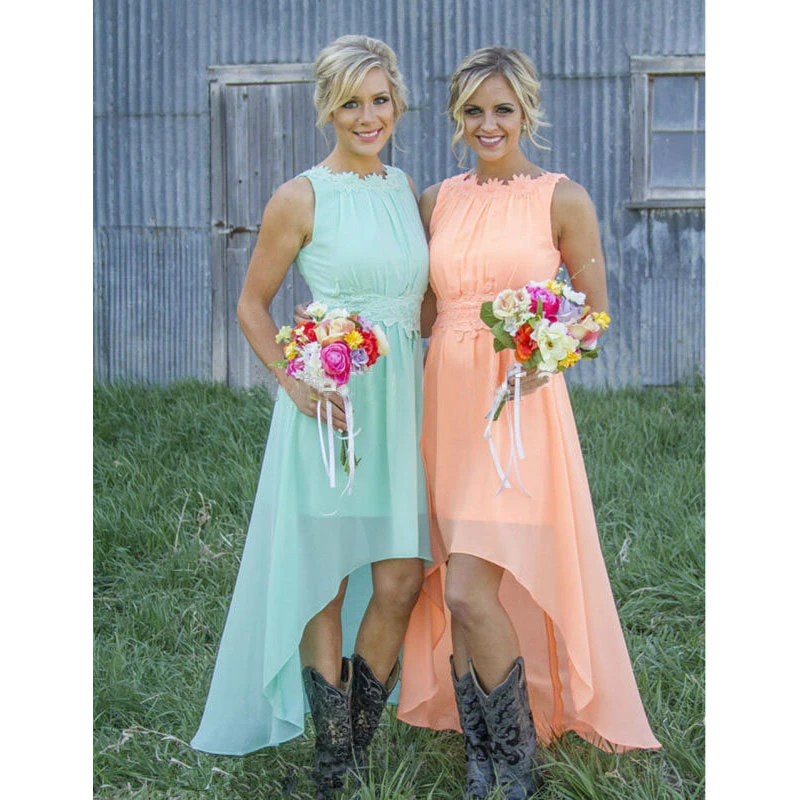 peach and green bridesmaid dresses