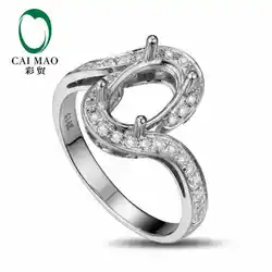 CaiMao овальным вырезом кольцо Маунт Semi Настройки и 0.49ct Diamond 14 К Белое золото Gemstone Обручение кольцо Fine Jewelry