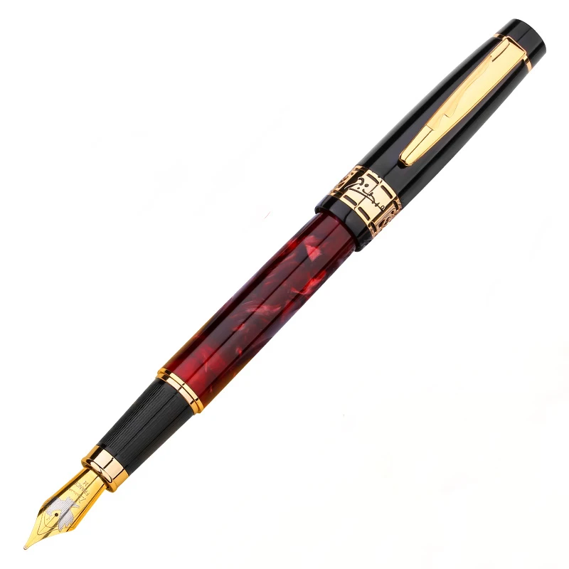 Picasso 915  Marble Celluloid Fountain Pen 22KGP Medium Nib Rose Red Eurasian Feelings Gift Box Optional Writing Gift Pen