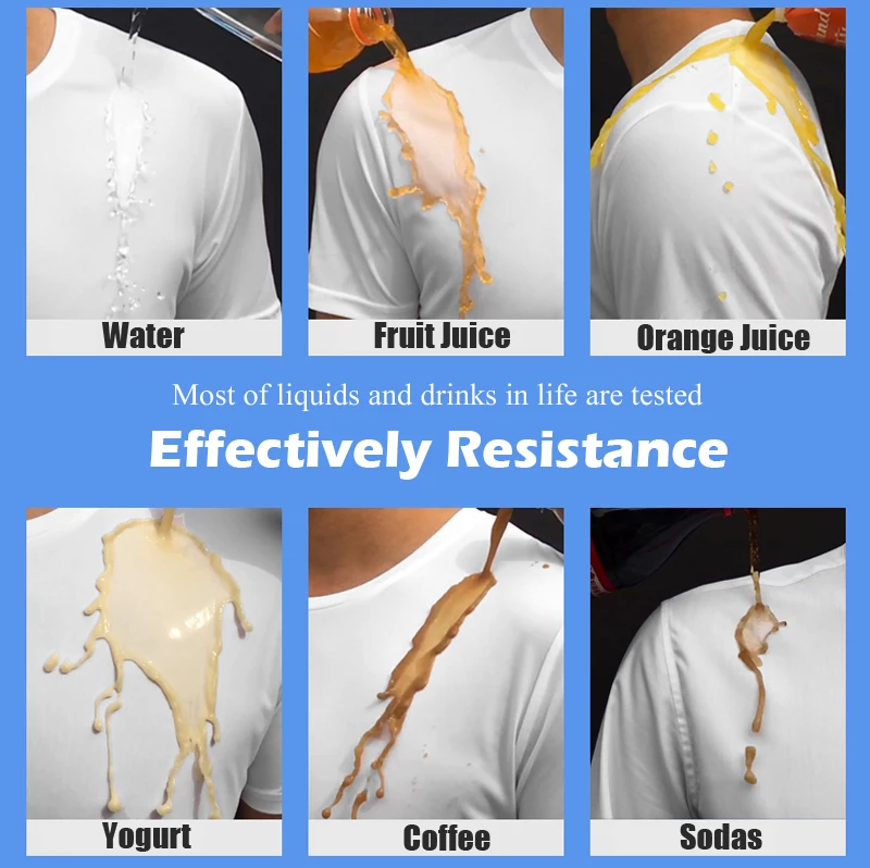 Men Hydrophobic Anti-fouling T-shirts Water Repellent Anti-pollution Quick Dry Tee Shirts White Short-sleeved Jogger Sport shirt