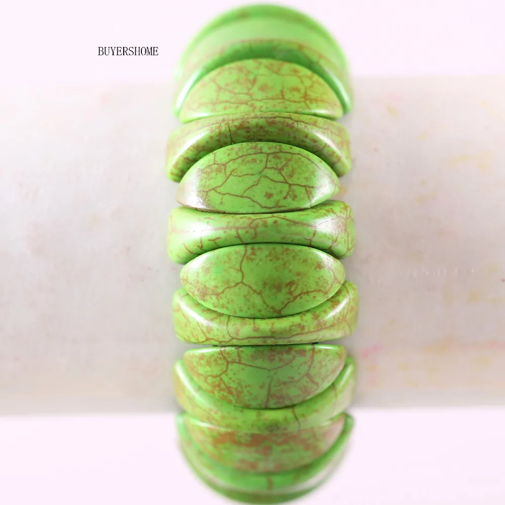 

Free Shipping Women Jewelry Stretch Natural Stone Beads Green Howlite Bracelet 8" 1Pcs H618