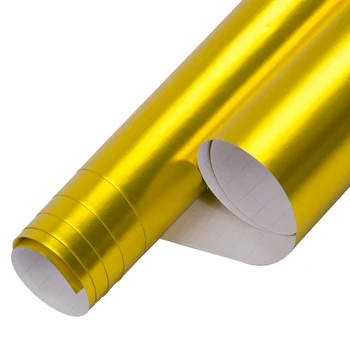

60"x12"(152x30cm)Gold Auto Premium Car Satin Matte Chrome Plating Vinyl Film Wrap Sticker Sheet Air Release