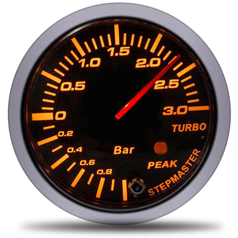 

60MM Auto Turbo Boost gauge 3 BAR boost controller White&Amber Dual Led Display Peak Warning Car Meter kit medidor controlador