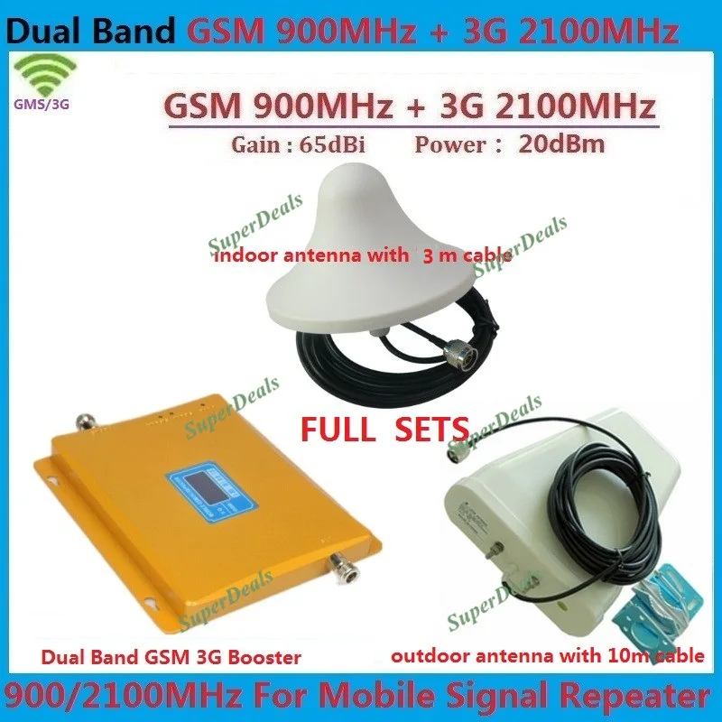 

LCD Dual Band GSM 3G Repeater GSM 900 MHz 2100 MHz W-CDMA UMTS Repetidor 3G Antenna Signal Amplifier 2G 3G Mobile Phone Booster