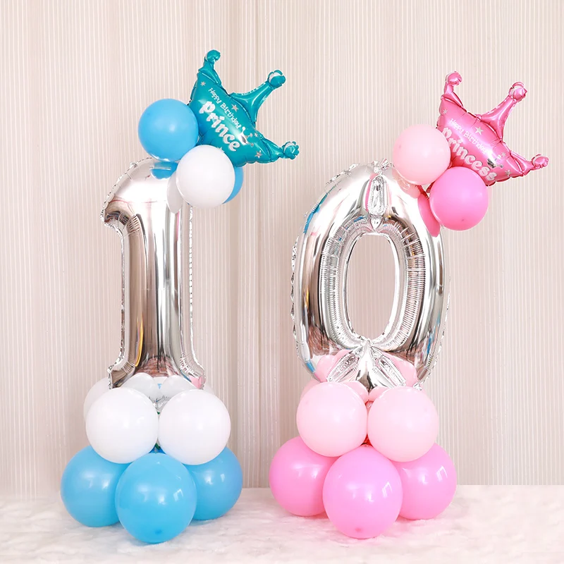 32 дюйма Корона Numeber Алюминий Фольга шар для детского День рождения Baby Shower Anniversaire Украшенные воздушные шары