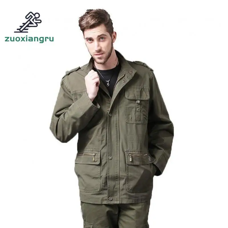 

Zuoxiangru New Men's Trench Autumn Military Hooder 100% Cotton Plus Size Army Jacket For Men Toolling
