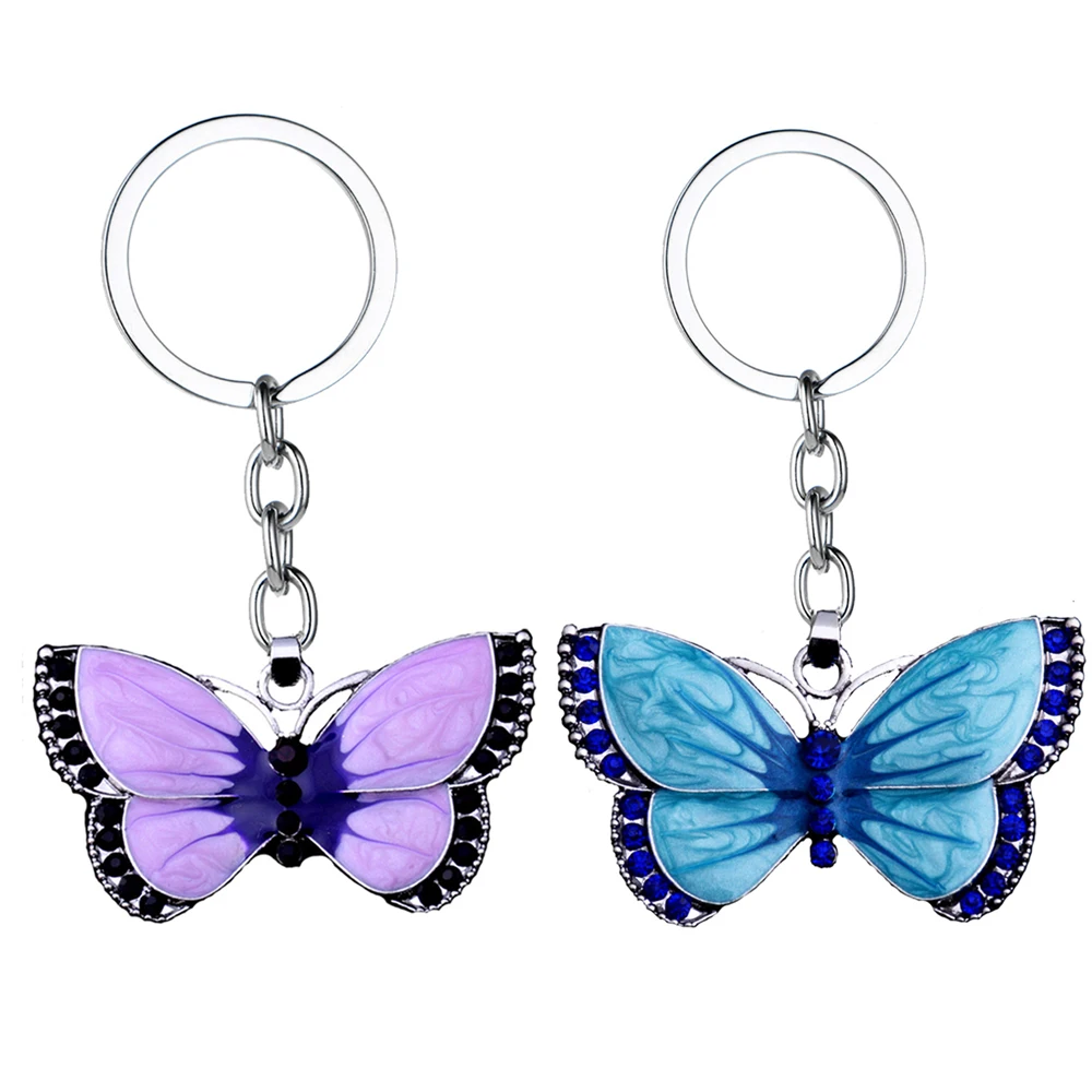 Lovely Butterfly Key Chains Crystal Rhinestone Butterfly Pendant Charm