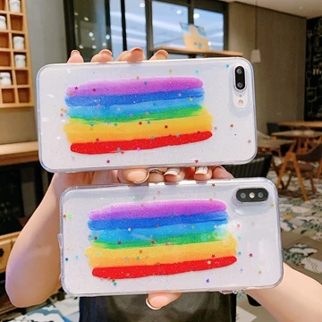 

Rainbow Dropping Rubber Handset Shell back cover for iPhone 8 plus case 6 6s 7 x xr phone case for iphone xr case skin capa