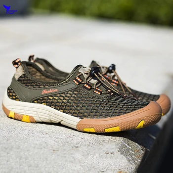 

39-46 Men Summer Air Mesh Breathable Sneakers 2019 Sport Upstream Trekking Shoes See Through Upper Outdoor Walking Jogging Shoes