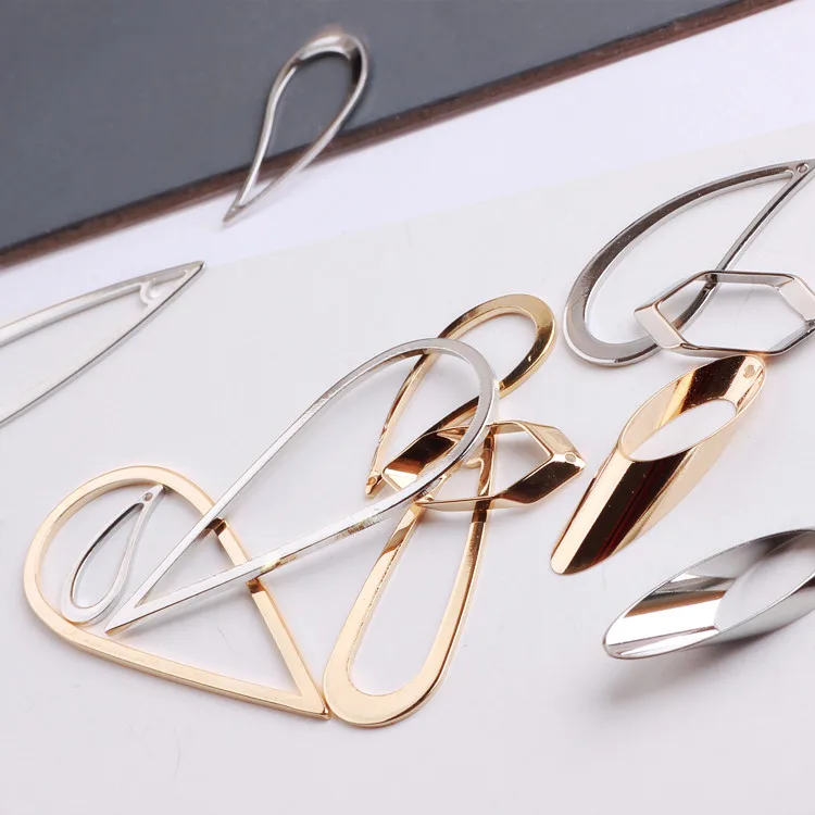 Diy minimalist geometric copper stud earrings accessories double hole circle link drop earrings jewelry materials Jewelry Findings