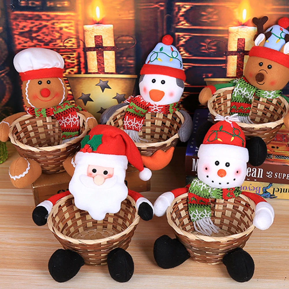 New Christmas Reindeer Candy Basket Santa Snowman Elk Children Gift Basket Christmas Decorative Supplies
