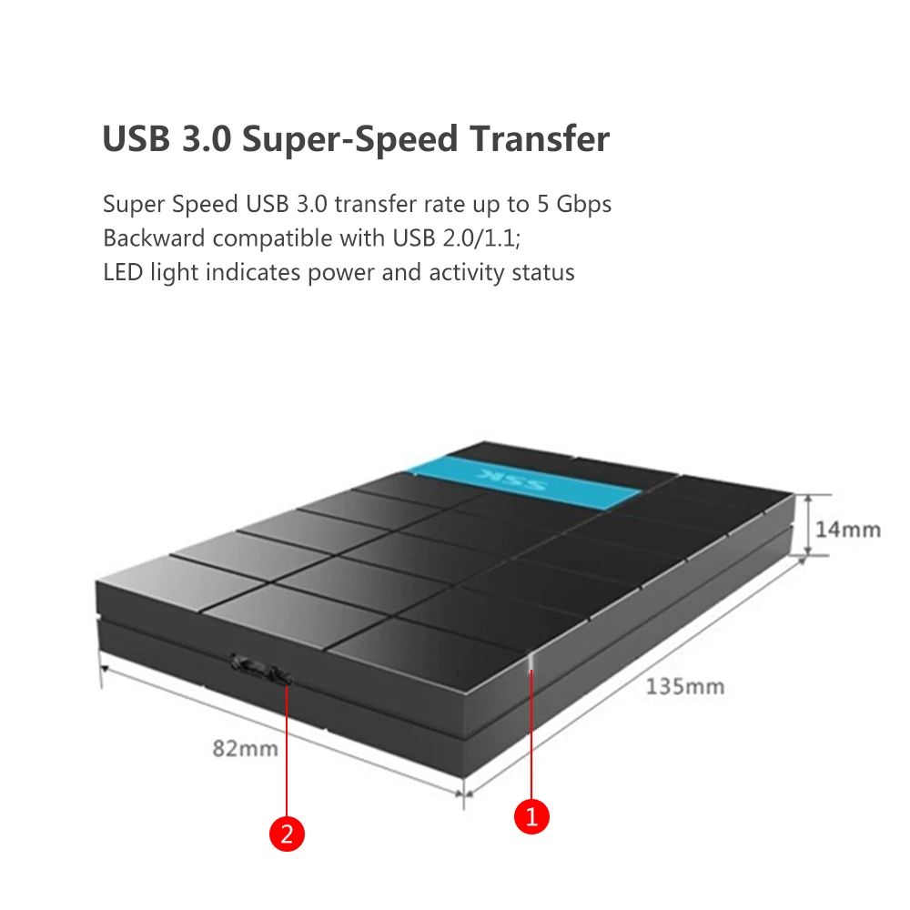 SSK HDD чехол 2 5 дюйма SATA к USB3.0 корпус SSD адаптер для Type C коробка жесткого диска