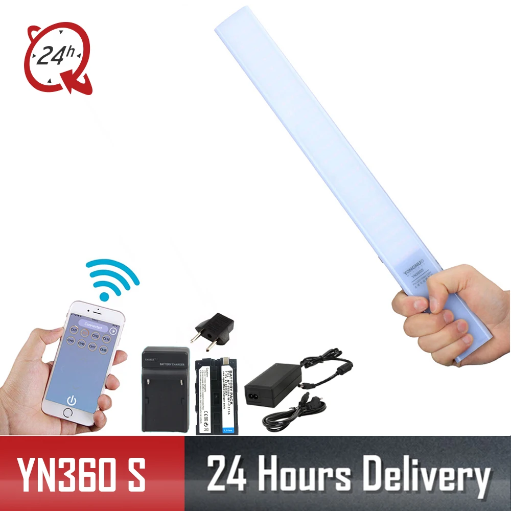 

YONGNUO Original YN360S Ultra-thin Handheld LED Video Light 3200k to 5500k Phone App Control LED Lighting Stick 2400mAh battery