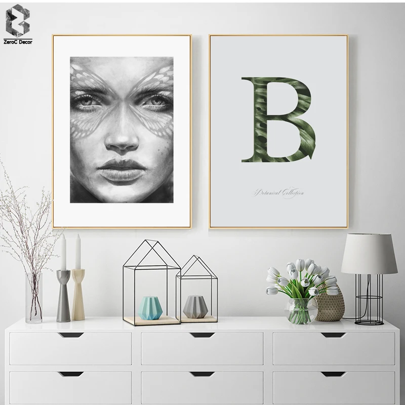 

Nordic Wall Art Posters and Prints Canvas Painting Picture Girl Portrait Home Decoration for Living Room Wall Decor