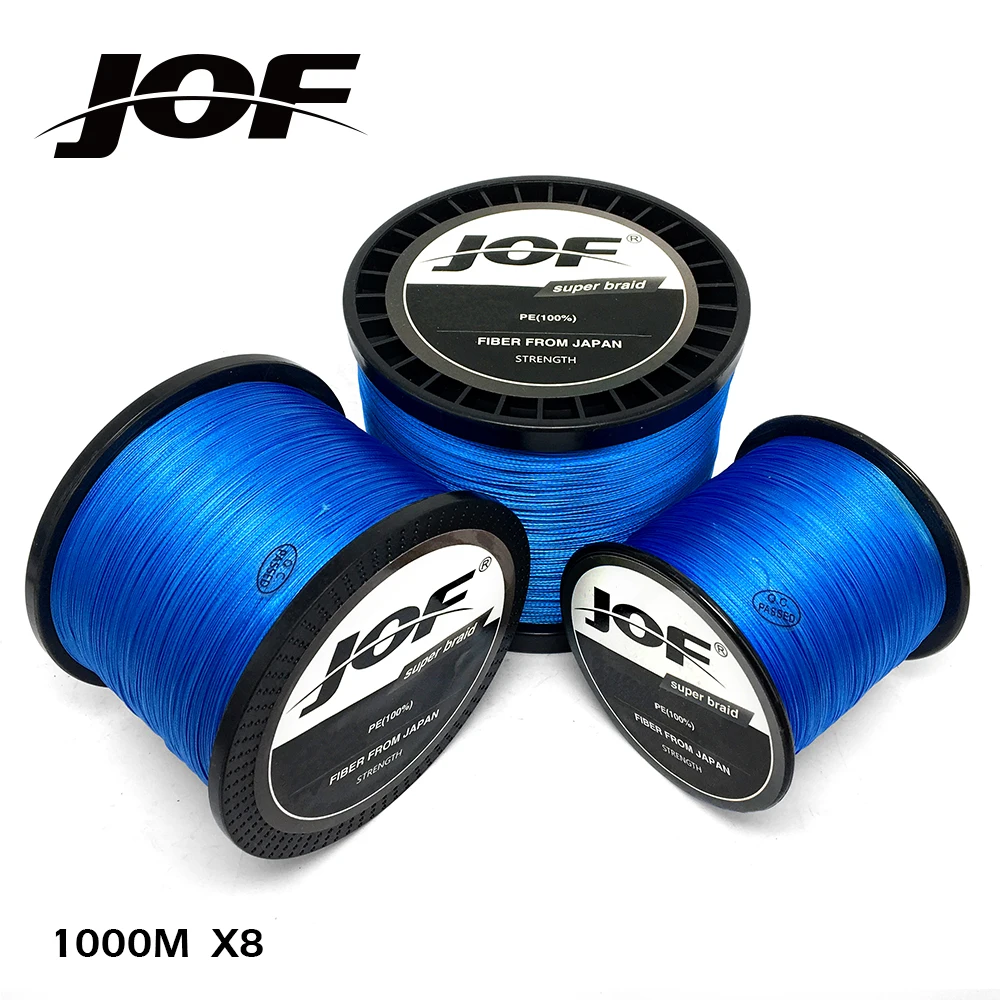 Рыболовная леска JOF 8 нитей 100 м 150 300 500 1000 синяя 22LB 78LB PE плетеная для ловли карпа