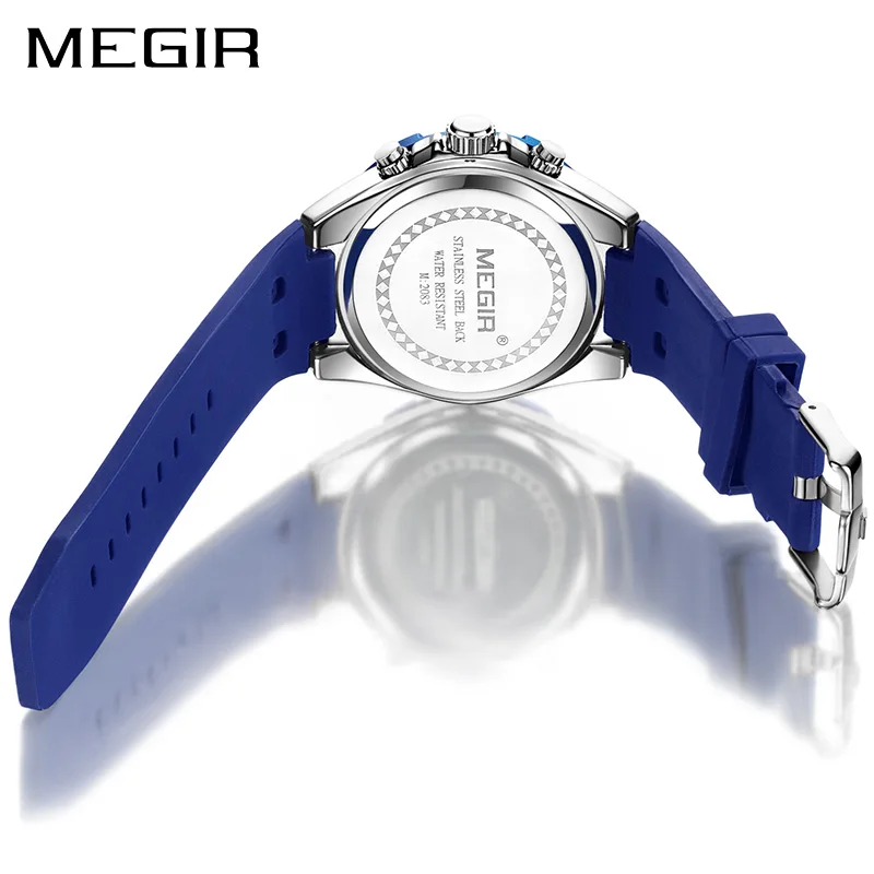 Günstige MEGIR Chronograph Sport Männer Uhr Silikon Kreative Quarz Uhren Männer Uhr Stunde Armee Military Armbanduhren Relogio Masculino