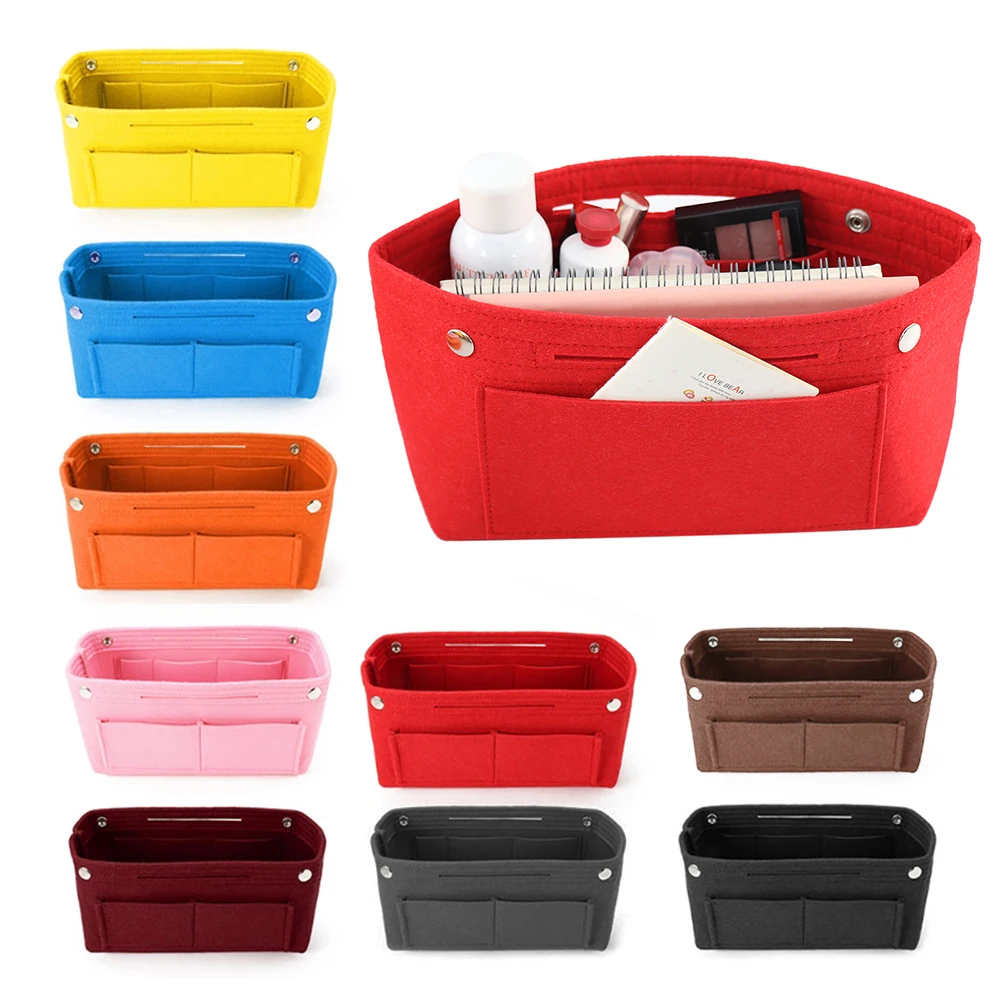 

1PC Felt Bag For Ladies Cosmetic Makeup Storage Bag Organizer Multifunction Handbag Large Capacity Women Travel Storage Case