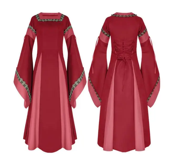 

women long medieval dress BALL gown green blue renaissance dress halloween