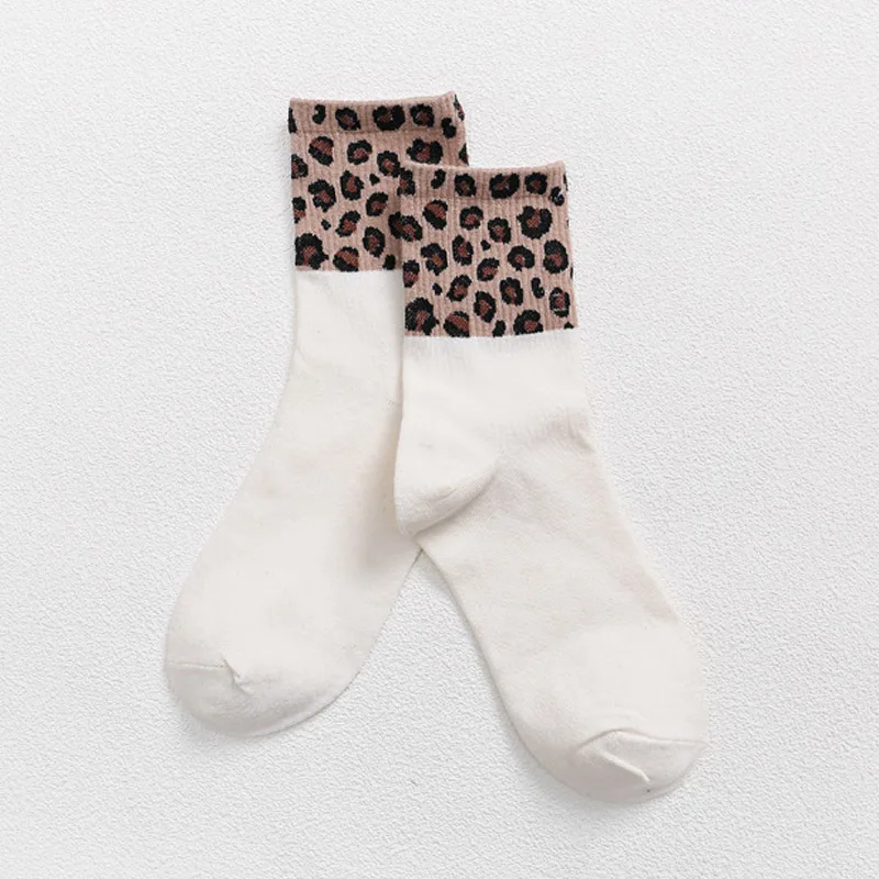 Леопардовые носки в полоску модные стильные белые черные забавные Женские повседневные носки женские короткие лоскутные носки сумасшедший, счастливый хлопок носки