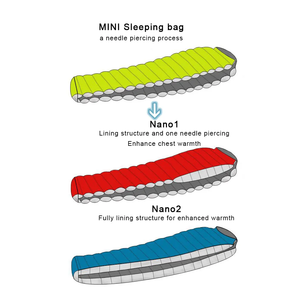 Acampamento ao ar Ganso para Baixo Bolsa de Dormir Aegismax Livre Ultraleve Múmia 800fp Primavera Outono Inverno Tenda Leve 95% 2 Sacos de dormir