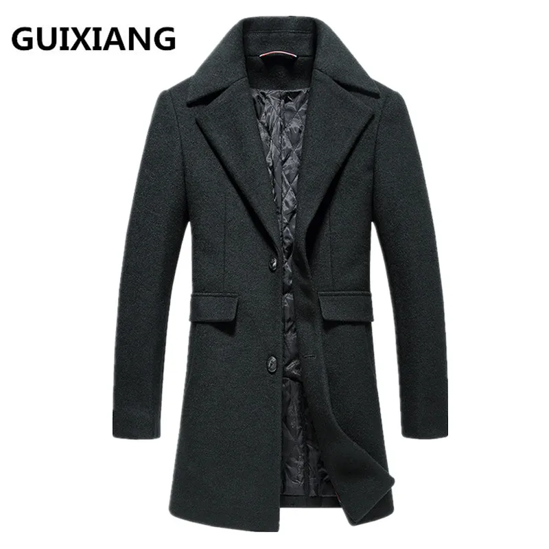 2017 winter Men's High quality casual thicken woolen trench coat Men