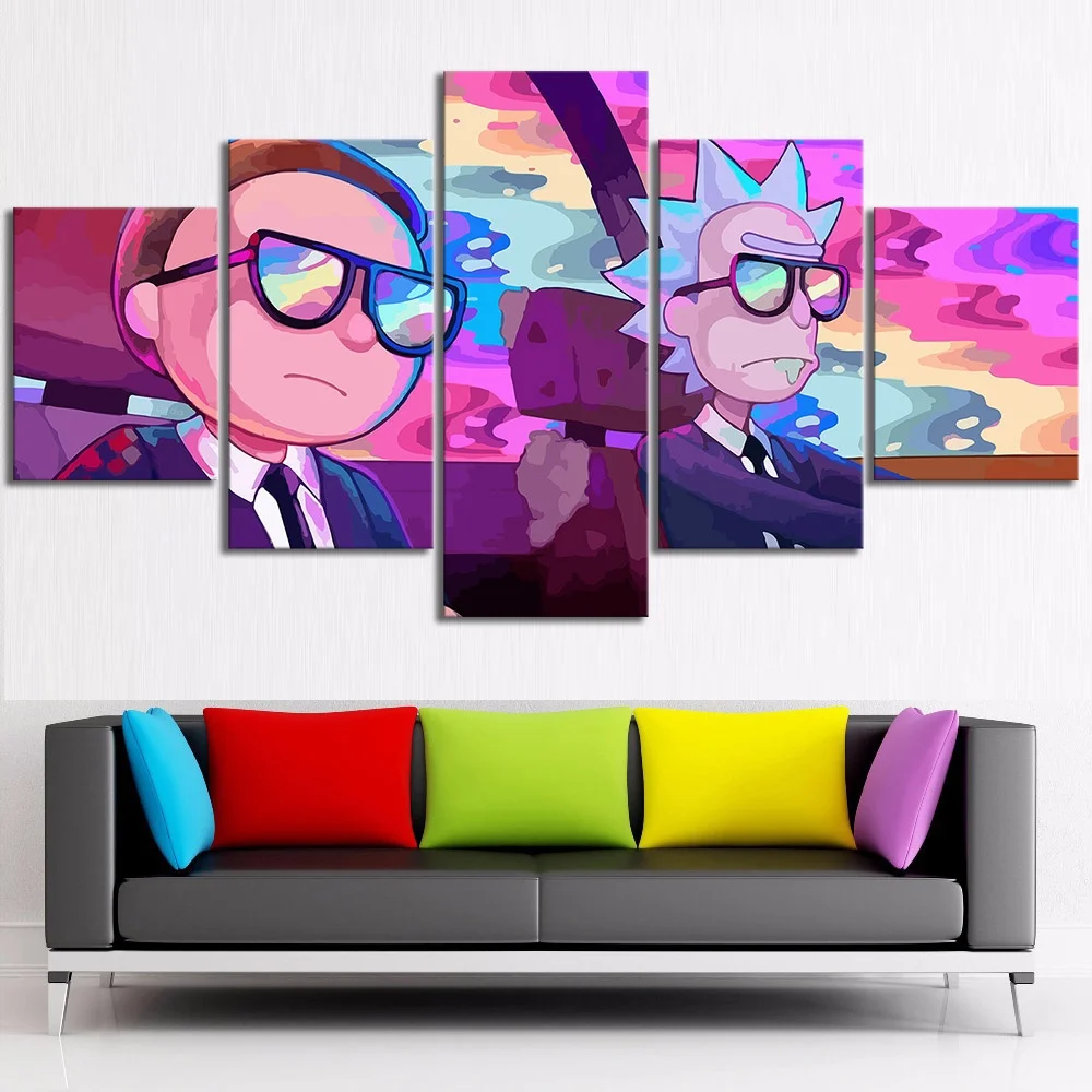 

HD Print 5 Piece Rick and Morty Movie Poster Wall Painting Mural for Home Decor