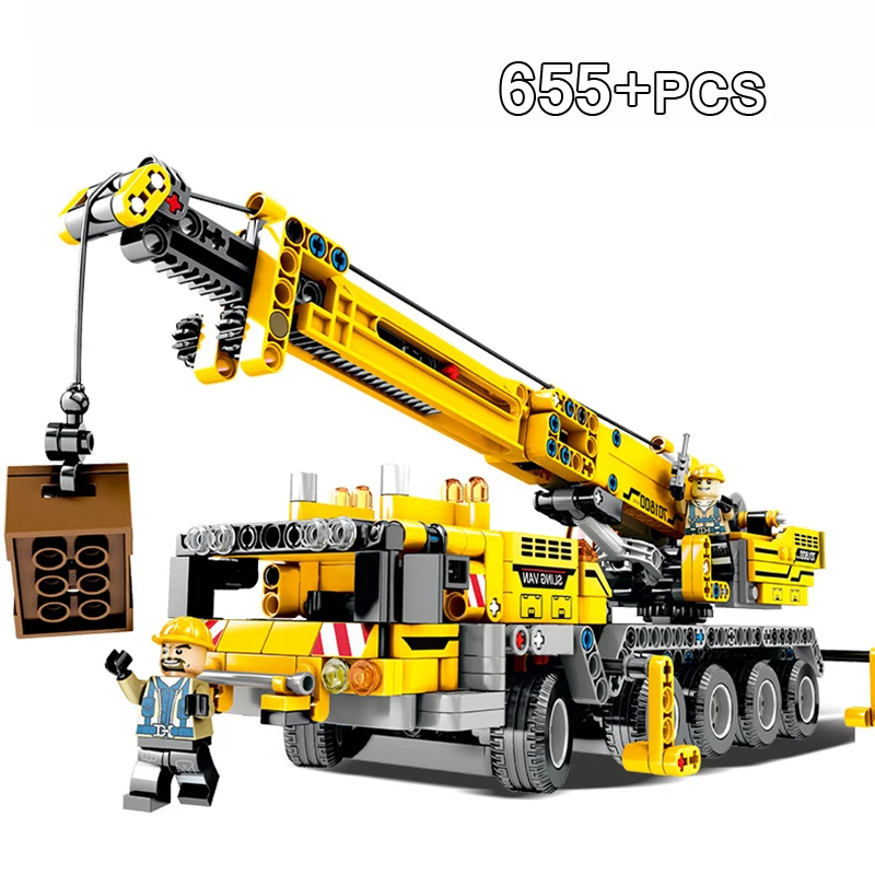 

665pcs Truck Engineering Lifting Crane Building Block Compatible Legoingly City Technic Construction Brick Toy For Children Gift