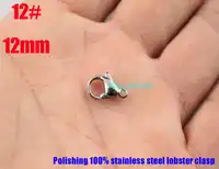 12# (12mm) polishing stainless steel lobster clasp hook fashion jewelry accessories parts 100pcs SP024