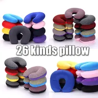 26 Kinds Microbeads U Shaped Travel Pillow Pure Stripe Color Rest Soft Cushion Neck Nanoparticle Pillow for Car Flight  Foam 1