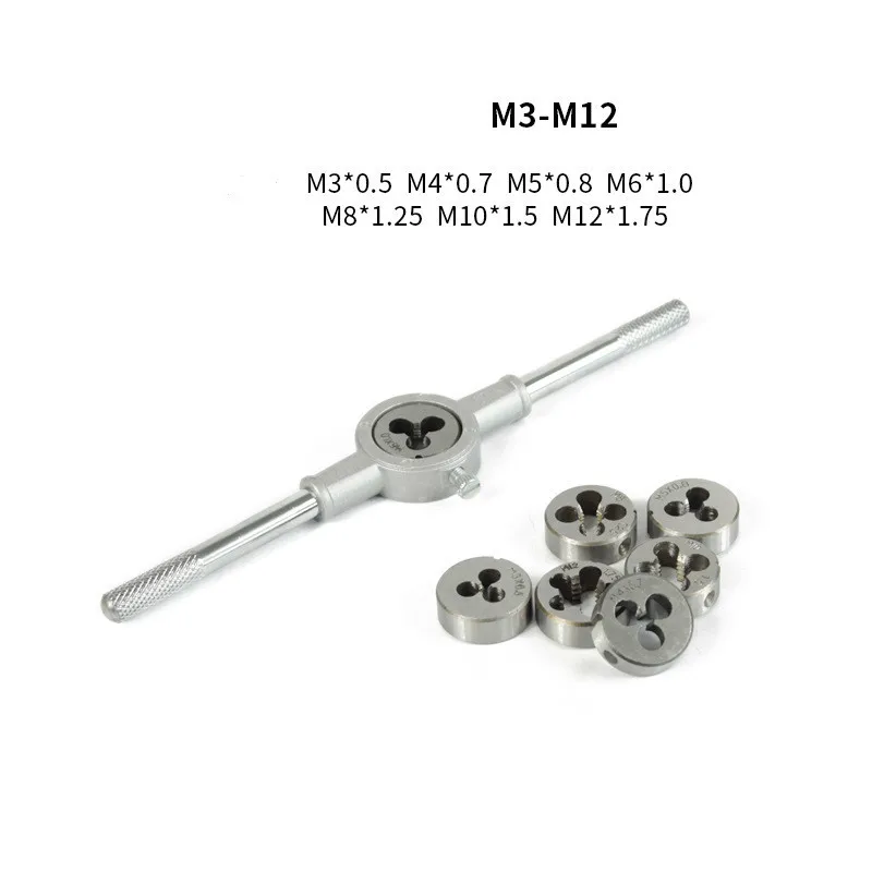 

8pcs Die Set Hand Tools Alloy steel M3 M4 M5 M6 M8 M10 M12 Right Thread Die Set