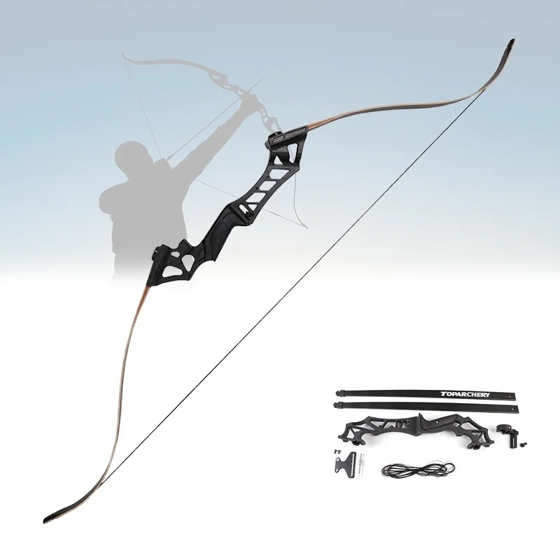 

60'' Black Archery Recurve Bow Powerful Hunting Fishing Shooting Takedown Straight Longbow