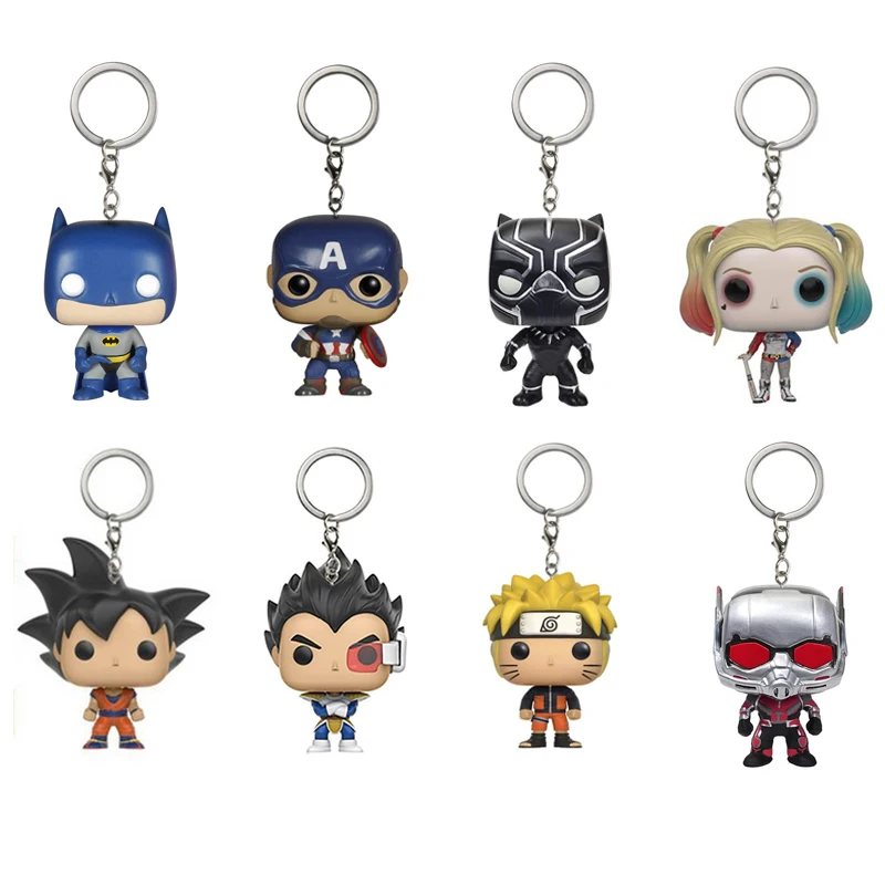 

Black Panther Doctor Who Harley Quinn Batman Superman Spiderman DRAGON BALL Naruto Marvel Action Figure Gift Toys Keychain