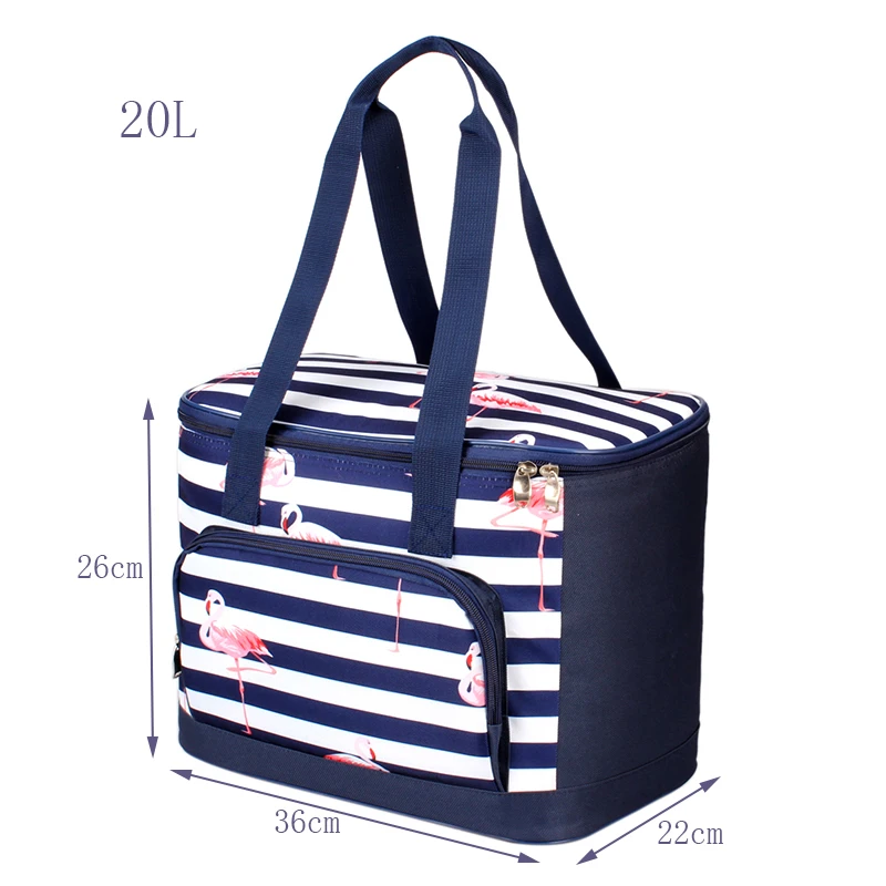 SANNE 20L Фламинго утолщенная Складная свежая сумка для пикника термальная Водонепроницаемая Полиэфирная Сумка для льда сумка для пикника