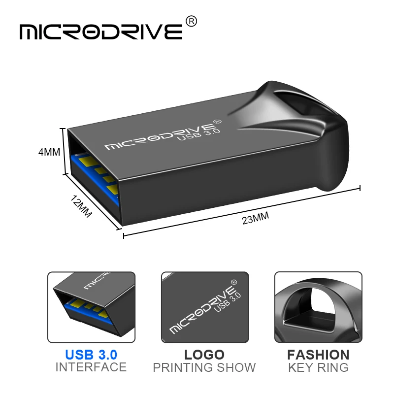 Металлический USB 3.0 Pendrive 16 ГБ 32 ГБ 64 ГБ 128 ГБ USB флэш-накопитель с брелок