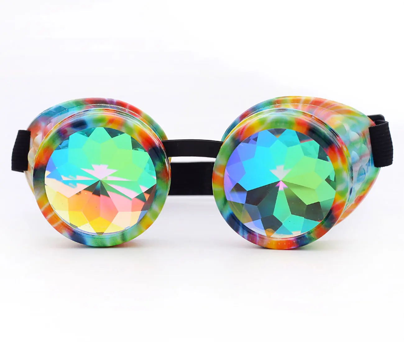 Hotselling Kaleidoscope Rainbow Crystal Lenses Steampunk Goggles EDM Glasses Gothic Cosplay Goggles Eyewear Vintage Halloween