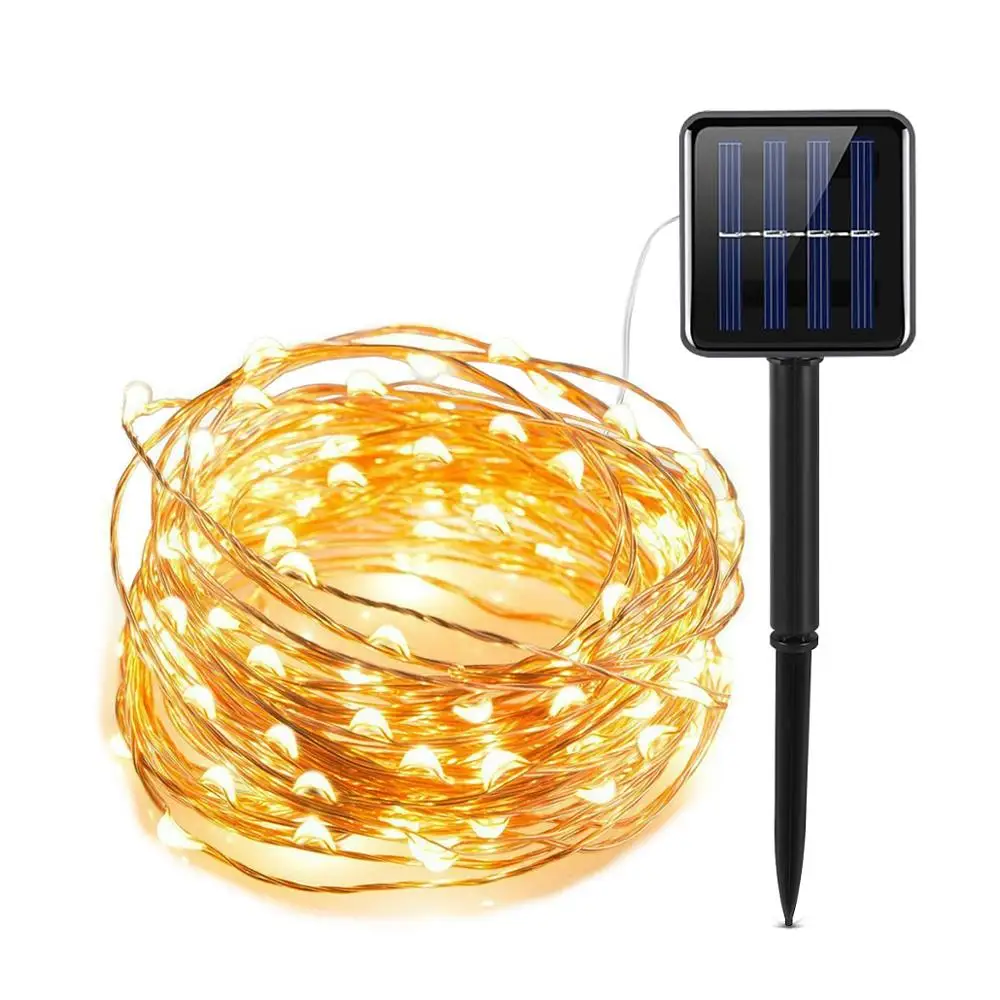 

10M 20M LED Solar String 2M 5M Battery Power Copper Wire Fairy Garland light Christmas Wedding Party Garden Patio Decoration