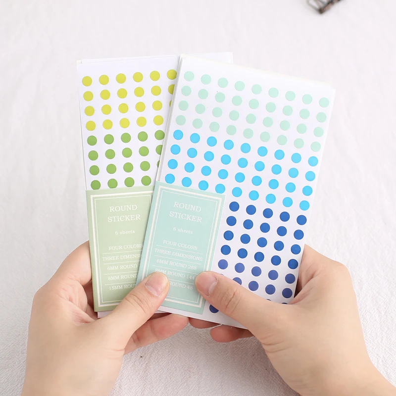 6pcs Set Color Paper Stickers Album Diy Hand Book Decorative