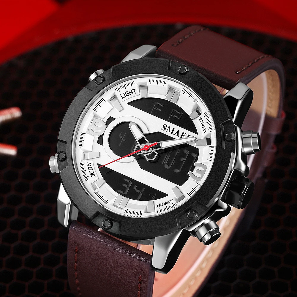 SMAEL кожа кварцевые часы для мужчин цифровой светодиодный армейский Милитари спортивный наручные relogio masculino Jewelry браслет и часы