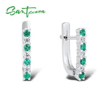 

SANTUZZA Silver Earrings For Women 925 Sterling Silver Stud Earrings Silver 925 with Stones Cubic Zirconia brincos Jewelry