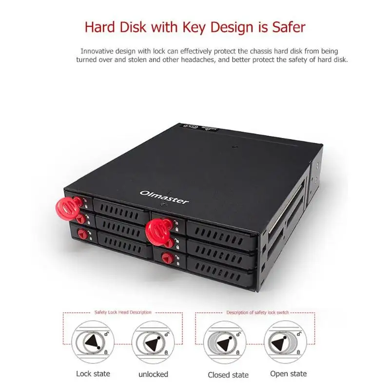 

Olmaster 2.5 inch SATA Mechanical HDD SSD 6 Bay Hard Disk Drive Rack Extraction Box For PC Case