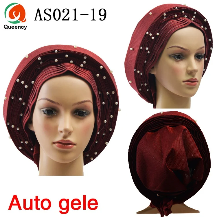 Queency Африканский готовые дамы Асо Оке авто-геле Headtie для свадьбы Multi-Цвет доступны DHL AS021 - Цвет: wine