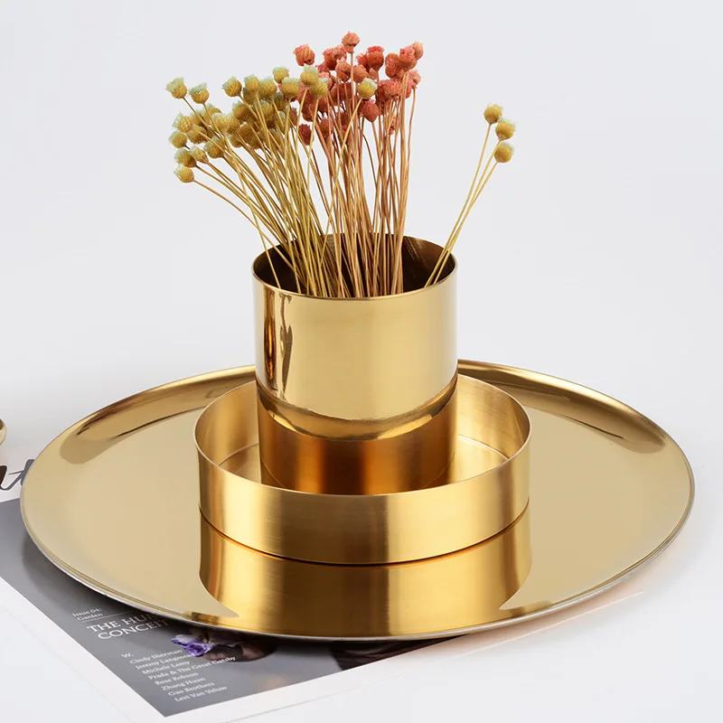 

Nordic Style Metal Gold Stainless Steel Cylinder Pen Holder Desk Organizers Stand Multi Use Vens Office Decor Supplies Europe