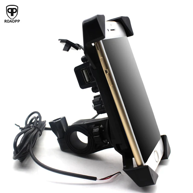 US $7.96 ROAOPP Universal Motorcycle Charger Cell Phone Mount Holder Clamp with USB Charger For Electric Bic